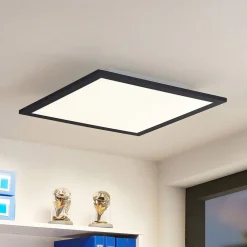 Lindby LED paneel Nelios, 40 x 40 cm, 4.000K, zwart, metaal