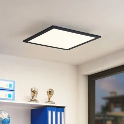 Lindby LED paneel Nelios, 40 x 40 cm, 4.000K, zwart, metaal