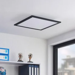 Lindby LED paneel Nelios, 40 x 40 cm, 4.000K, zwart, metaal