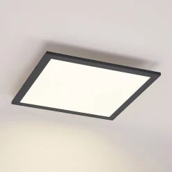 Lindby LED paneel Nelios, 40 x 40 cm, 4.000K, zwart, metaal