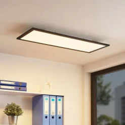 Lindby LED paneel Nelios, 80 x 30 cm, 4.000K, zwart, metaal