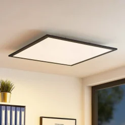 Lindby LED paneel Nelios, 62 x 62 cm, CCT, zwart, metaal