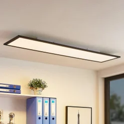 Lindby LED paneel Nelios, 120 x 30 cm, 4000K, zwart, metaal