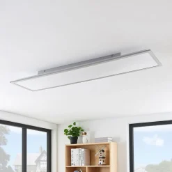 Lindby LED paneel Stenley, 4.000 K, 120 cm x 30 cm, zilver/wit