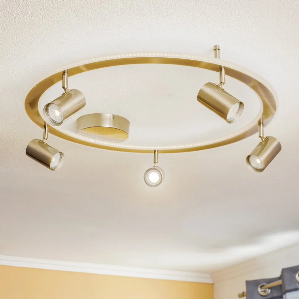 Lindby LED plafondlamp Berisha, 6-lamps, nikkel