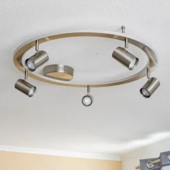 Lindby LED plafondlamp Berisha, 6-lamps, nikkel