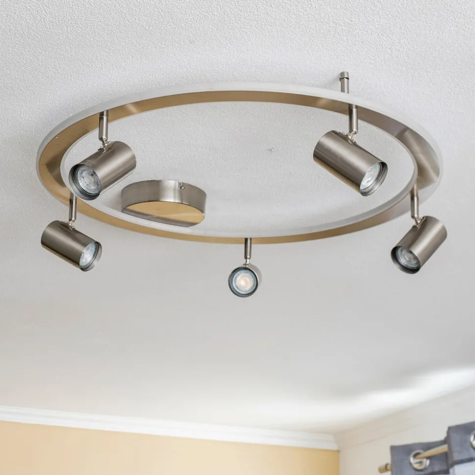 Lindby LED plafondlamp Berisha, 6-lamps, nikkel