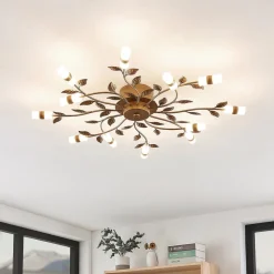 Lindby LED plafondlamp Bentas, brons, metaal, Ø 80cm