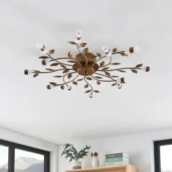 Lindby LED plafondlamp Bentas, brons, metaal, Ø 80cm