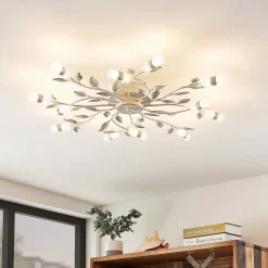 Lindby LED plafondlamp Bolonia, brons/wit, Ø 80 cm