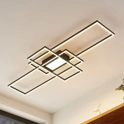 Lindby LED plafondlamp Caitlin, antraciet, metaal, 105cm