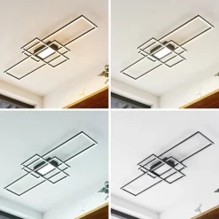 Lindby LED plafondlamp Caitlin, antraciet, metaal, 105cm