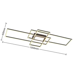 Lindby LED plafondlamp Caitlin, antraciet, metaal, 105cm