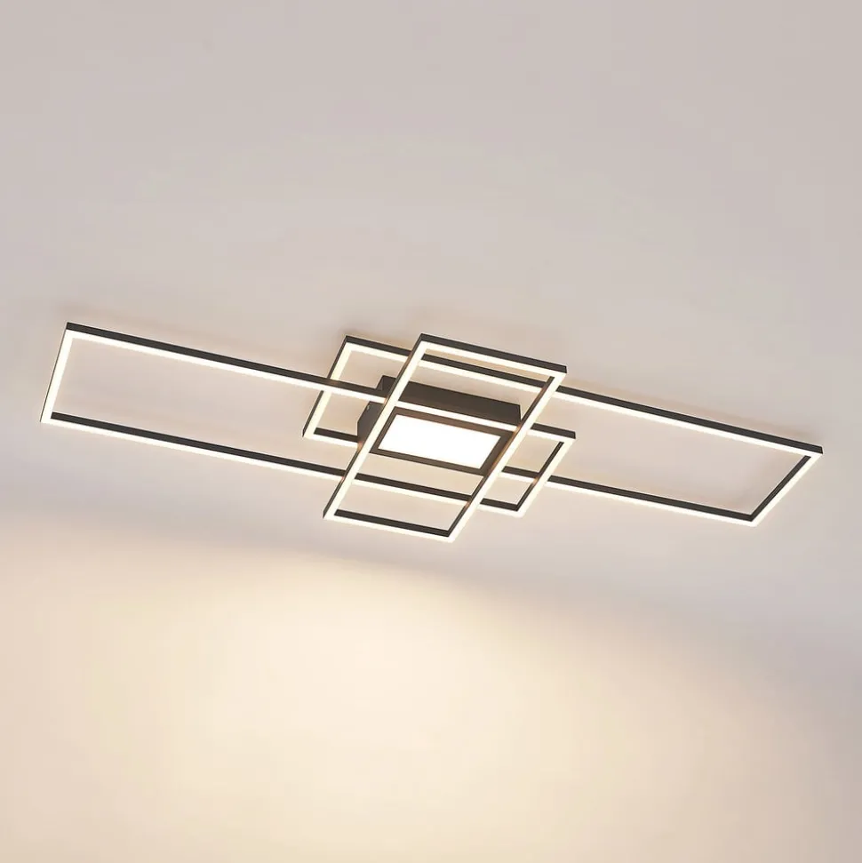 Lindby LED plafondlamp Caitlin, antraciet, metaal, 105cm