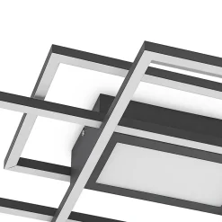 Lindby LED plafondlamp Caitlin, antraciet, metaal, 105cm