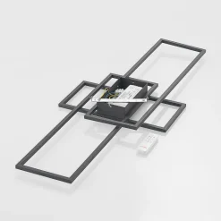 Lindby LED plafondlamp Caitlin, antraciet, metaal, 105cm