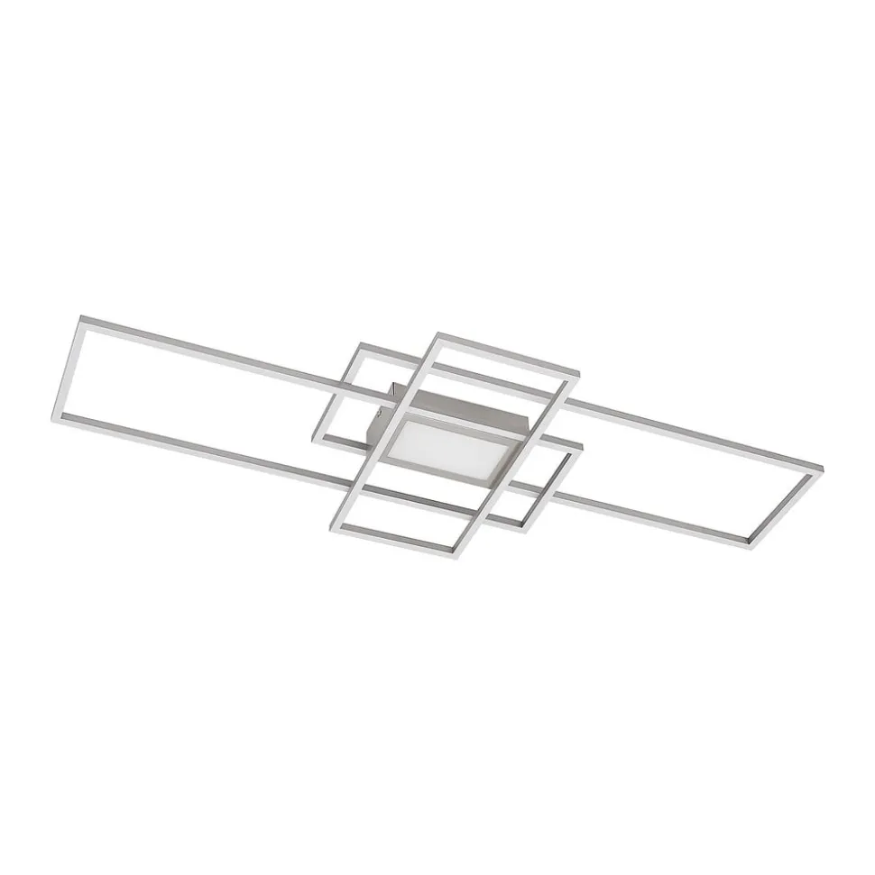 Lindby LED plafondlamp Caitlin, nikkel, metaal, 105cm