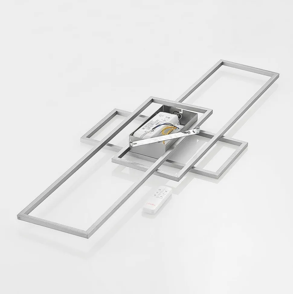 Lindby LED plafondlamp Caitlin, nikkel, metaal, 105cm