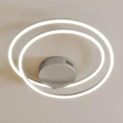 Lindby LED plafondlamp Davian, nikkelkleurig, 49 cm, dimbaar