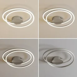 Lindby LED plafondlamp Davian, nikkelkleurig, 49 cm, dimbaar