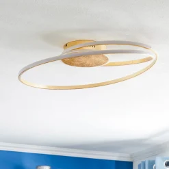 Lindby LED plafondlamp Dorle, Ø 60 cm, goud, aluminium