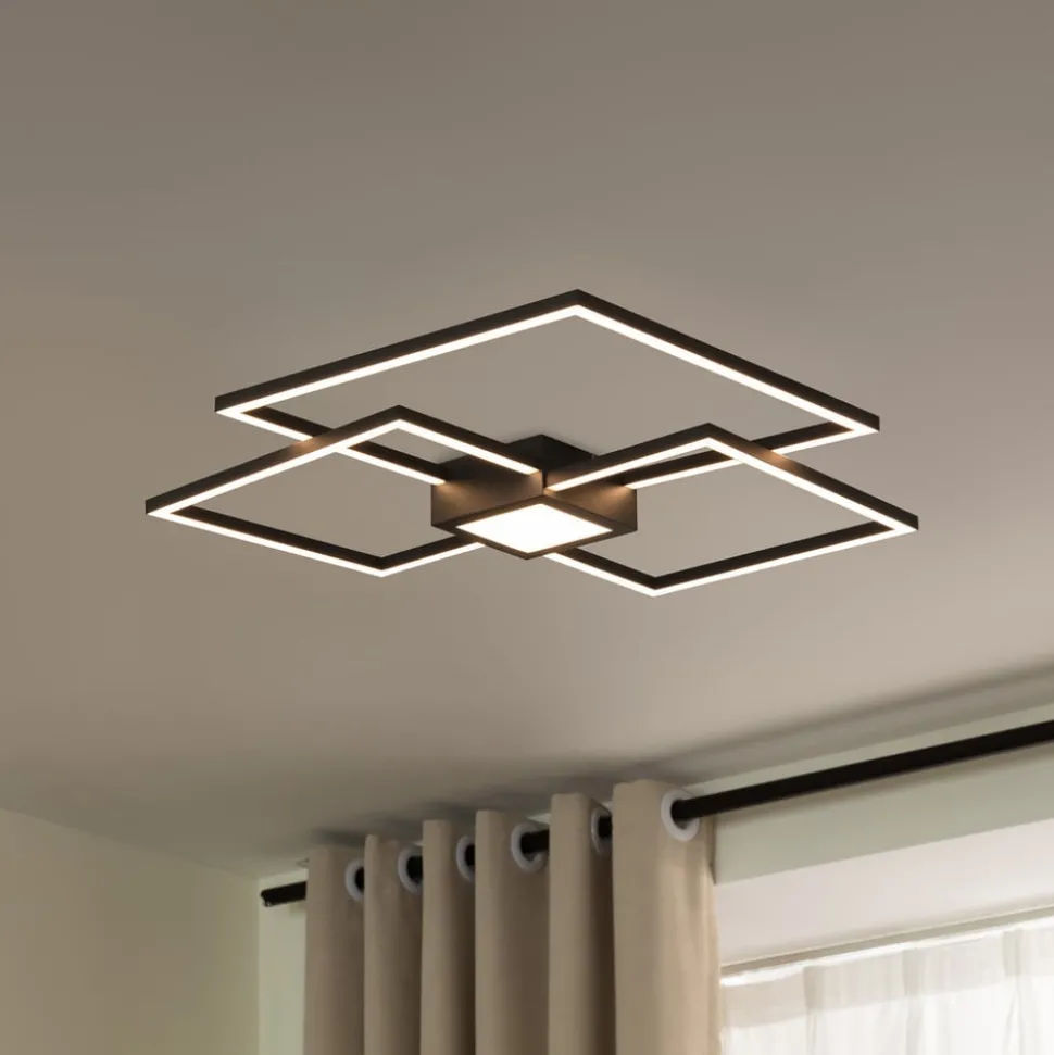 Lindby LED plafondlamp Duetto, 65 cm, antraciet, 38 W, aluminium