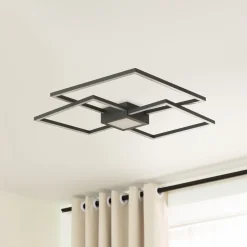 Lindby LED plafondlamp Duetto, 65 cm, antraciet, 38 W, aluminium