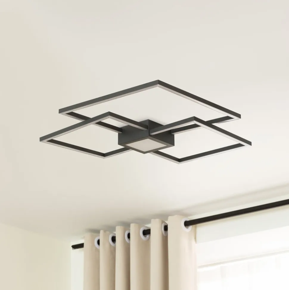 Lindby LED plafondlamp Duetto, 65 cm, antraciet, 38 W, aluminium