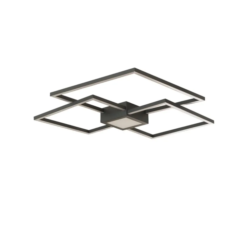 Lindby LED plafondlamp Duetto, 65 cm, antraciet, 38 W, aluminium