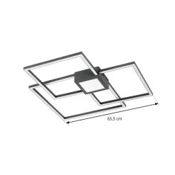 Lindby LED plafondlamp Duetto, 65 cm, antraciet, 38 W, aluminium