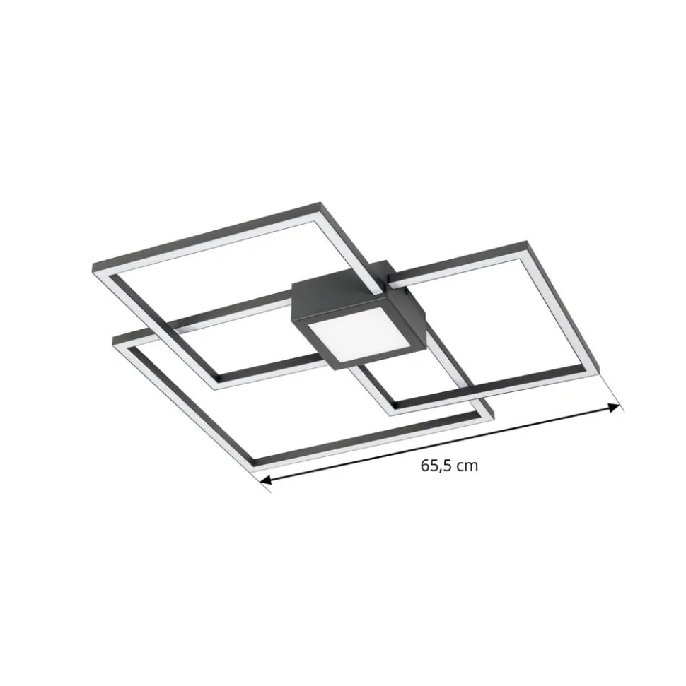 Lindby LED plafondlamp Duetto, 65 cm, antraciet, 38 W, aluminium