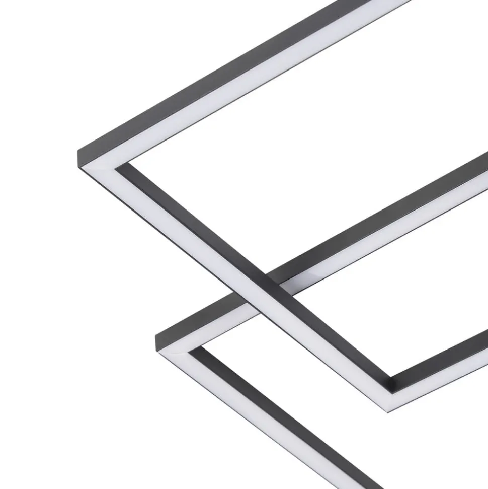 Lindby LED plafondlamp Duetto, 65 cm, antraciet, 38 W, aluminium