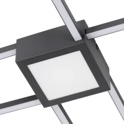 Lindby LED plafondlamp Duetto, 65 cm, antraciet, 38 W, aluminium