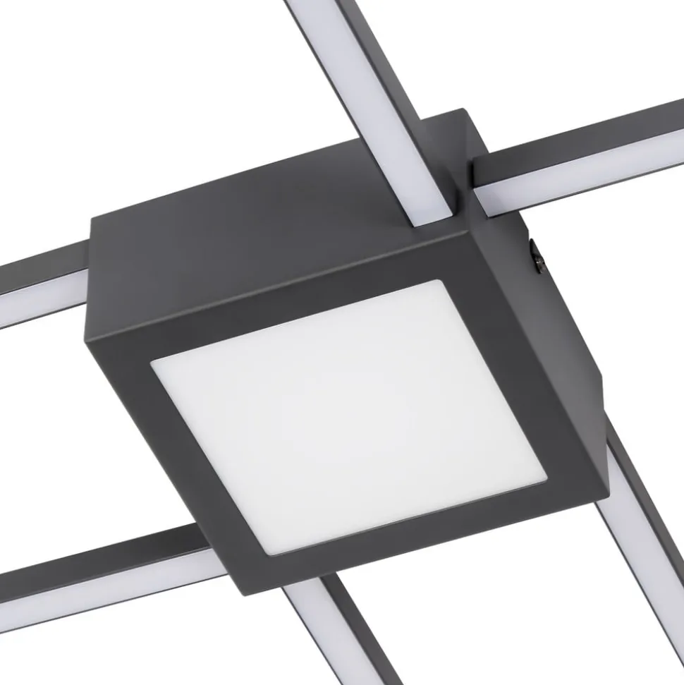 Lindby LED plafondlamp Duetto, 65 cm, antraciet, 38 W, aluminium