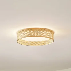Lindby LED plafondlamp Eilif, bamboe, Ø 40 cm