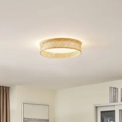 Lindby LED plafondlamp Eilif, bamboe, Ø 40 cm