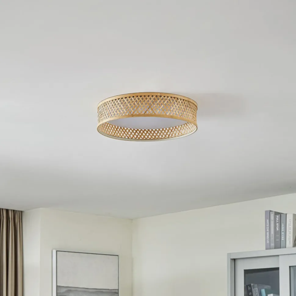 Lindby LED plafondlamp Eilif, bamboe, Ø 40 cm
