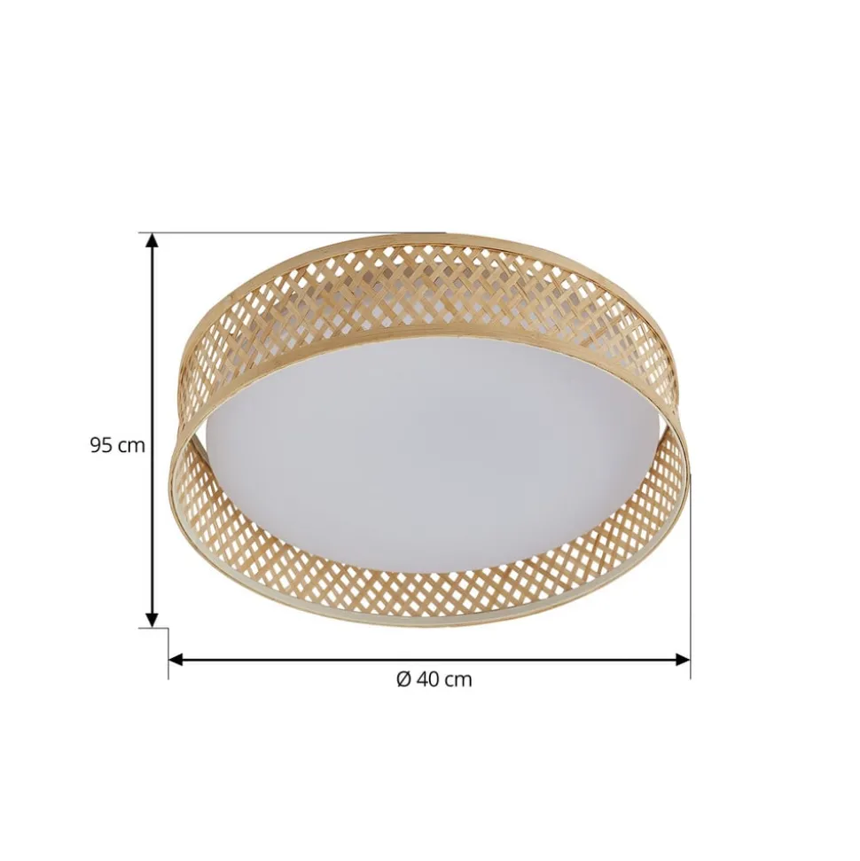 Lindby LED plafondlamp Eilif, bamboe, Ø 40 cm