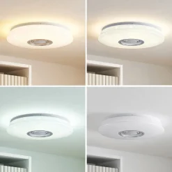 Lindby LED plafondlamp Elpida, luidspreker, wit, Ø 39cm