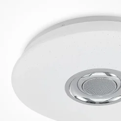 Lindby LED plafondlamp Elpida, luidspreker, wit, Ø 39cm