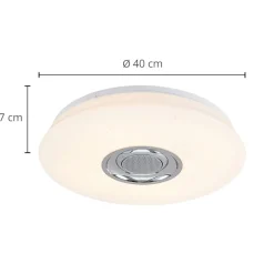 Lindby LED plafondlamp Elpida, luidspreker, wit, Ø 39cm