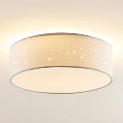 Lindby LED plafondlamp Ellamina, 40 cm, wit, textiel