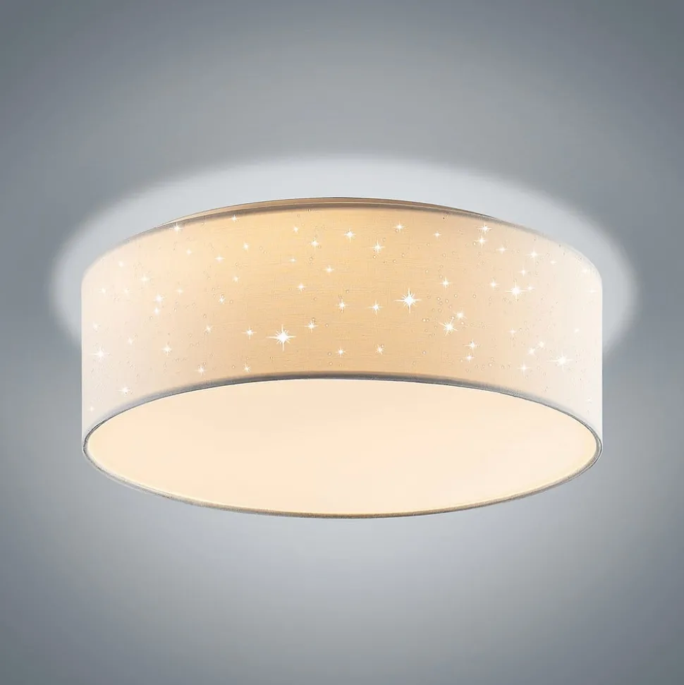 Lindby LED plafondlamp Ellamina, 40 cm, wit, textiel