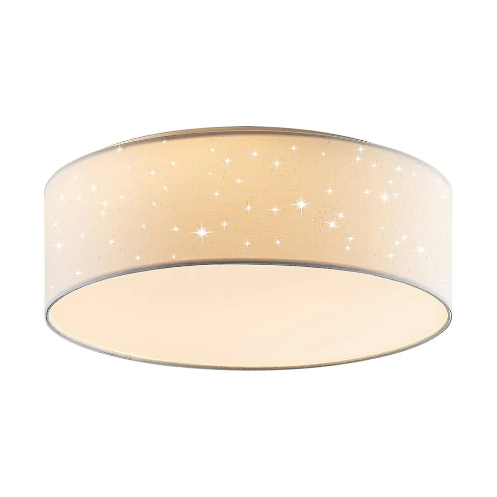 Lindby LED plafondlamp Ellamina, 40 cm, wit, textiel