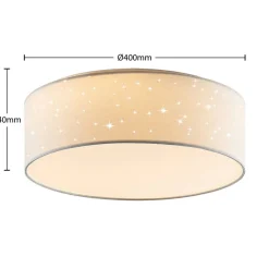 Lindby LED plafondlamp Ellamina, 40 cm, wit, textiel