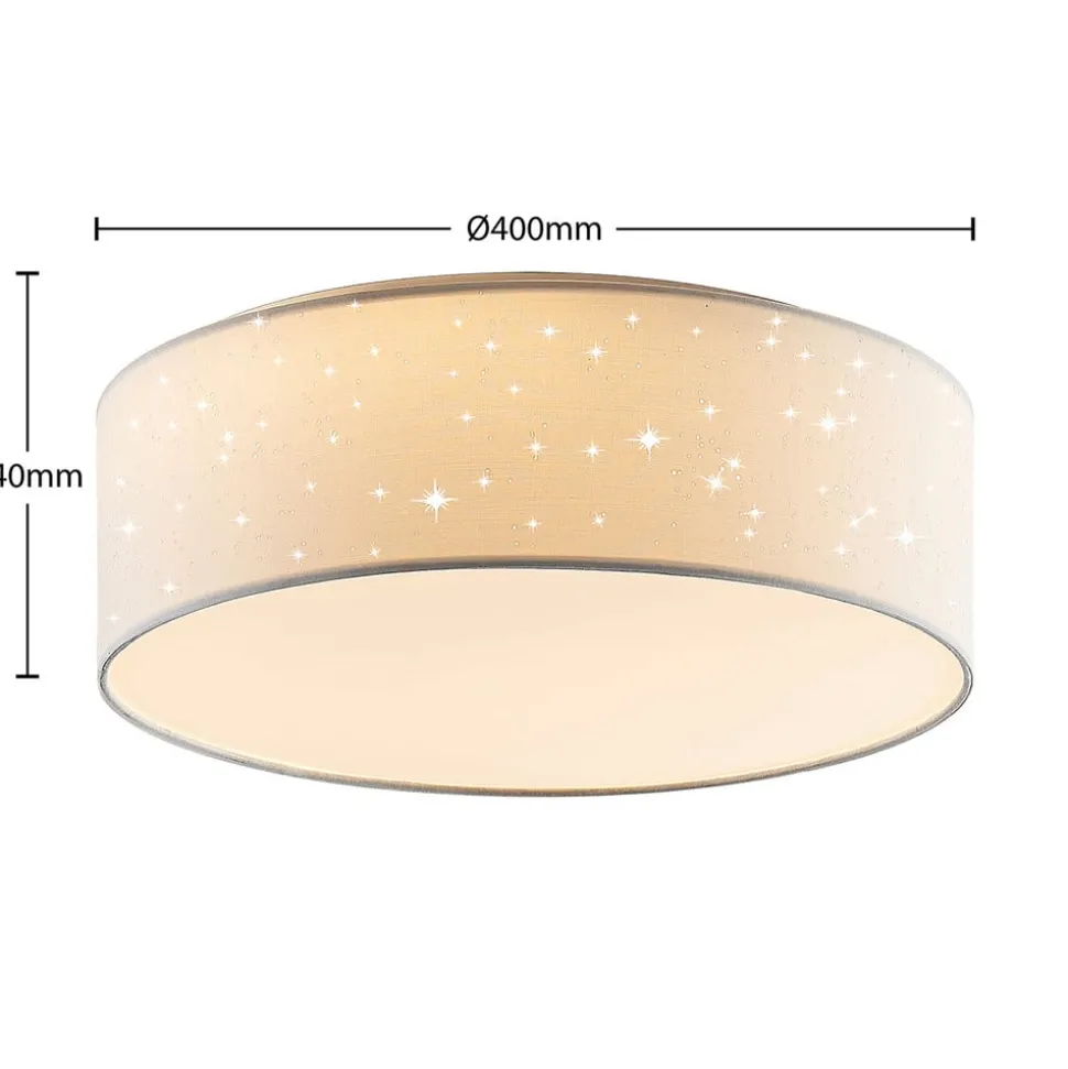 Lindby LED plafondlamp Ellamina, 40 cm, wit, textiel