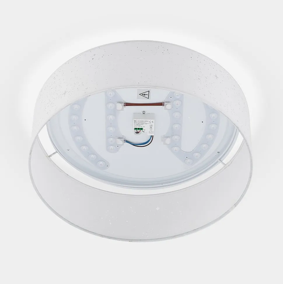 Lindby LED plafondlamp Ellamina, 40 cm, wit, textiel