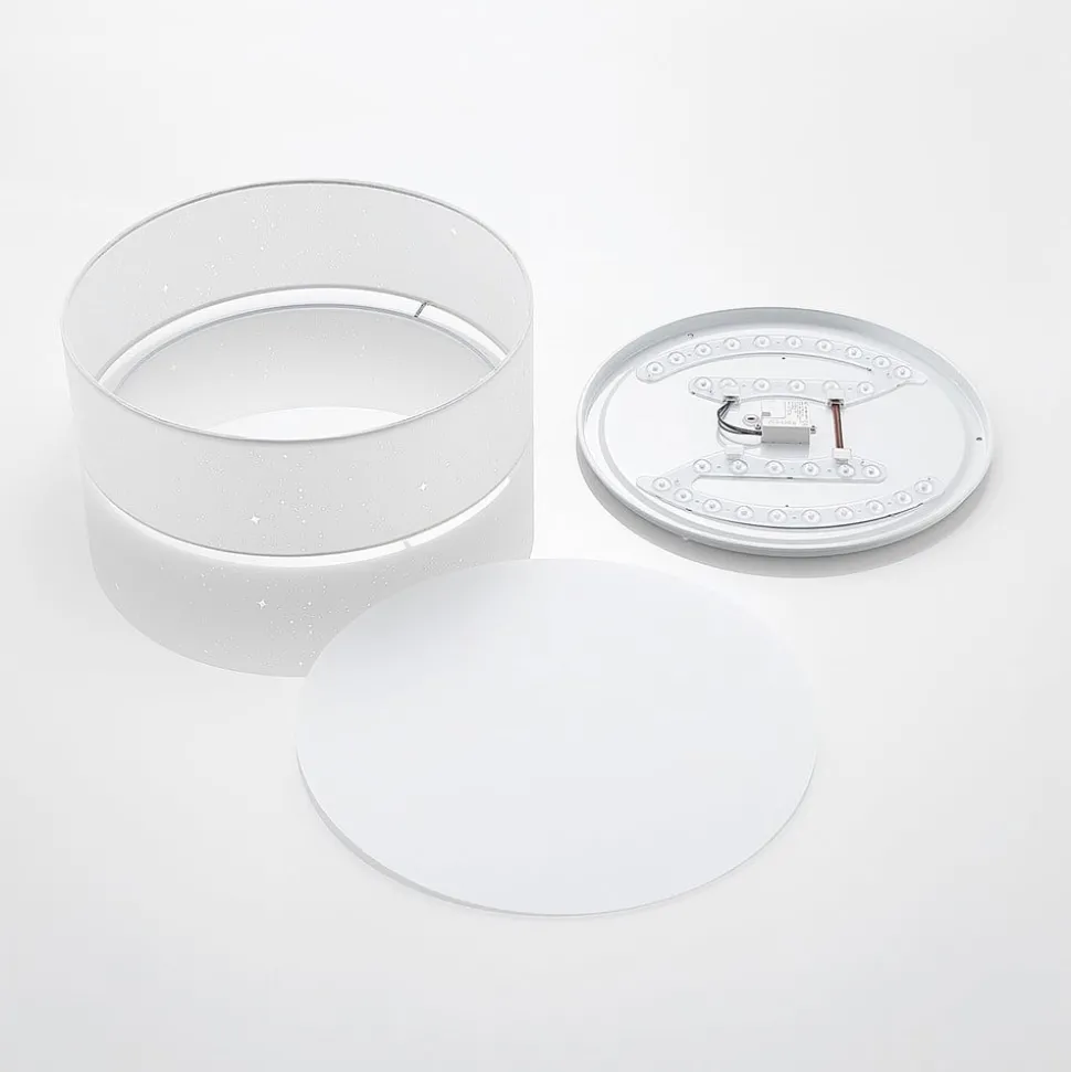 Lindby LED plafondlamp Ellamina, 40 cm, wit, textiel