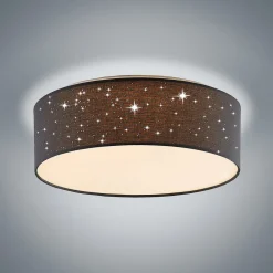 Lindby LED plafondlamp Ellamina, Ø 40 cm, donkergrijs, textiel