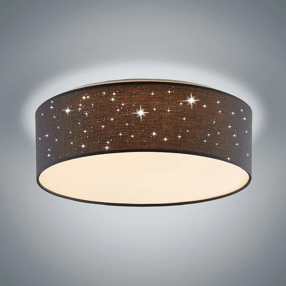 Lindby LED plafondlamp Ellamina, Ø 40 cm, donkergrijs, textiel